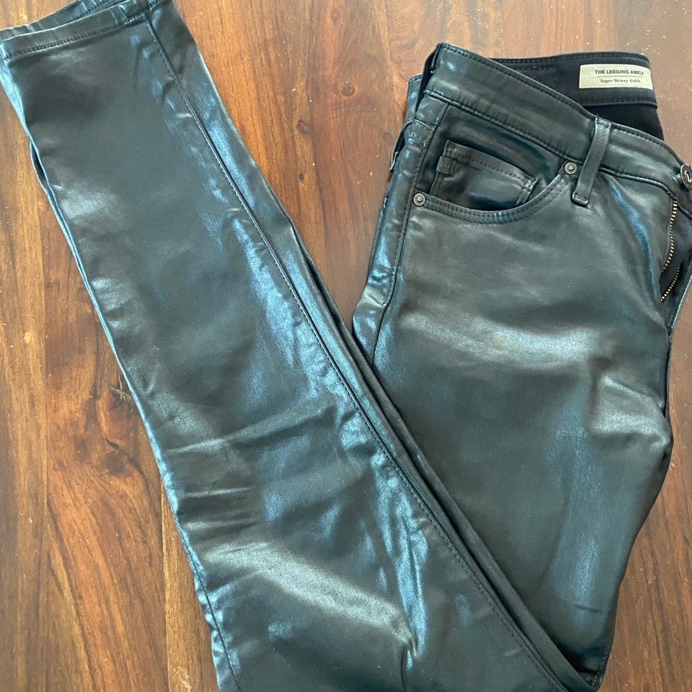 Vegan leather black jeans